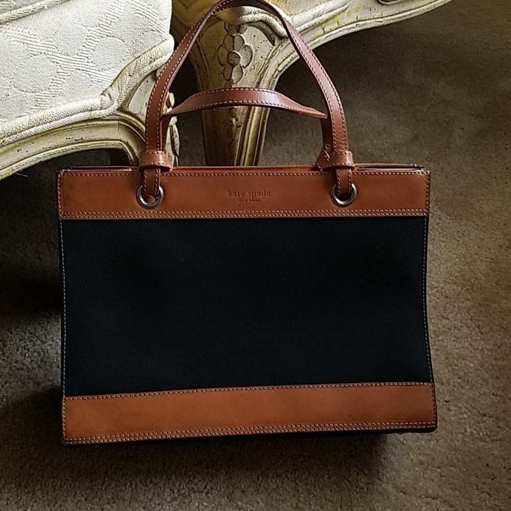 KATE SPADE * RARE* Vintage Black Canvas & Leather Handbag